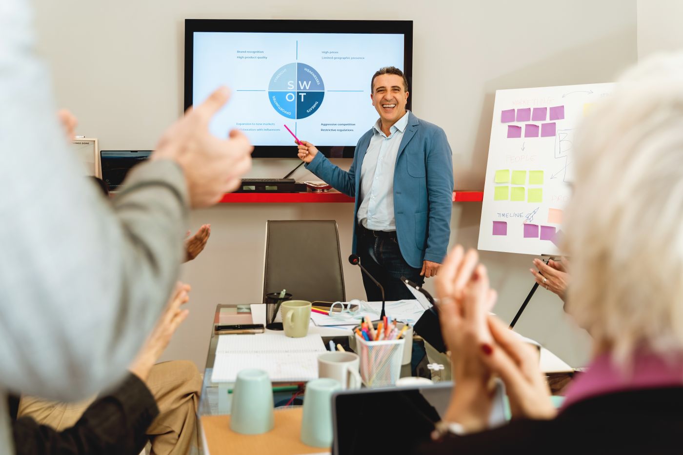 Business Presentation Corporate Meeting With Swot Analysis - Auster Inteligência Contábil