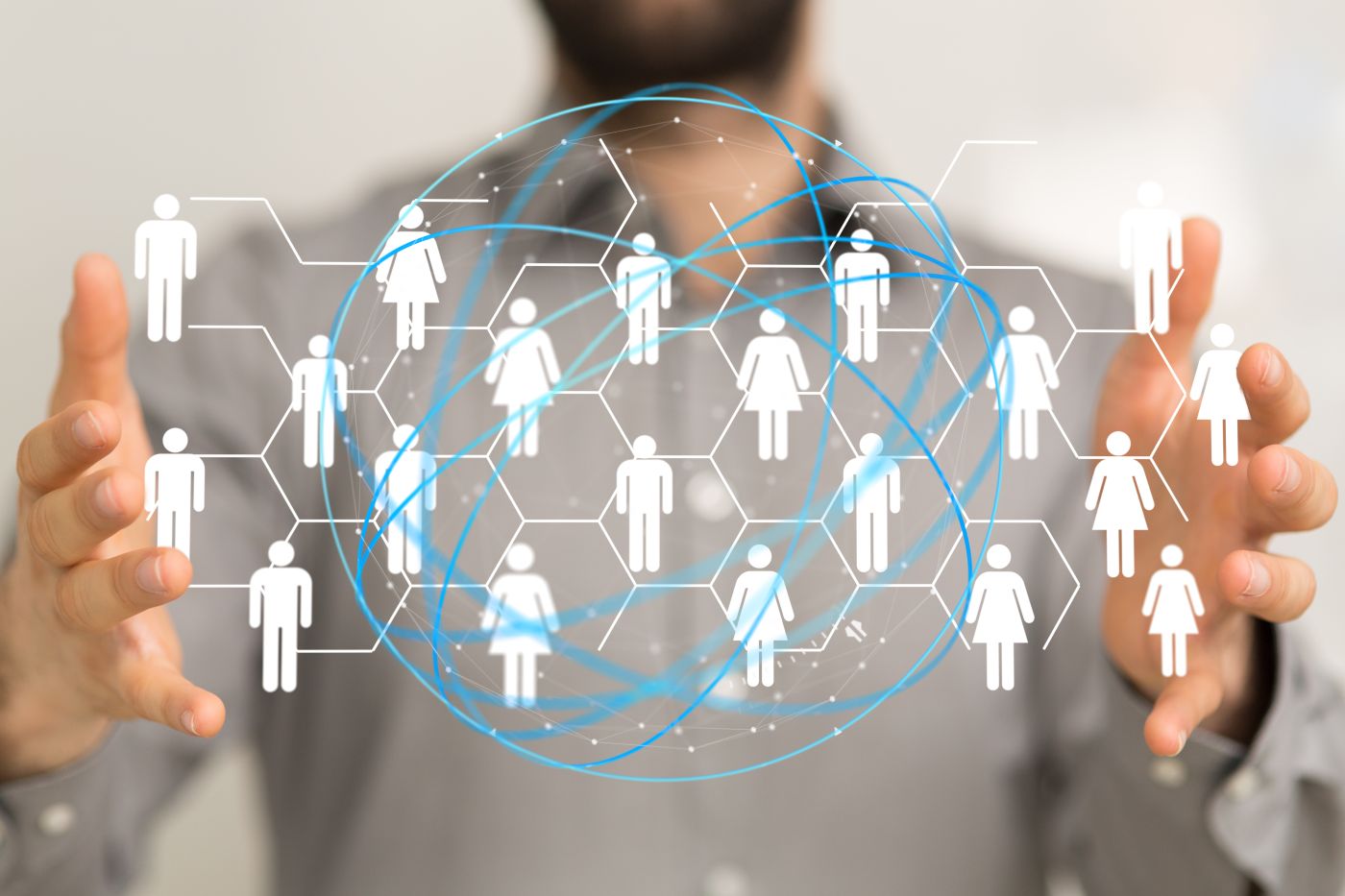 Digital Illustration Of The Network And Data Concept In The Hands In 3d - Auster Inteligência Contábil