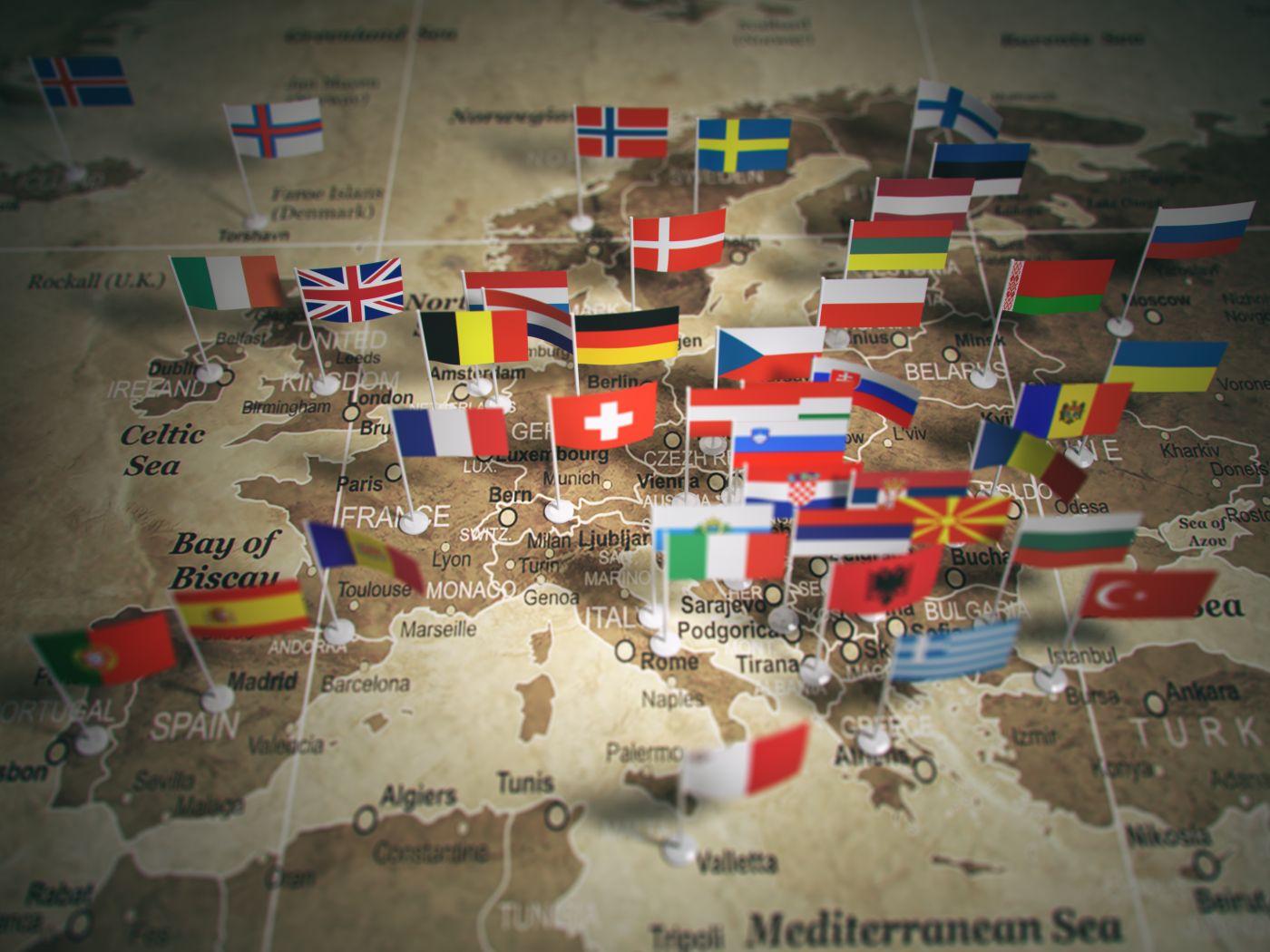European Union Map With Flags Of Countries. Europe. - Auster Inteligência Contábil